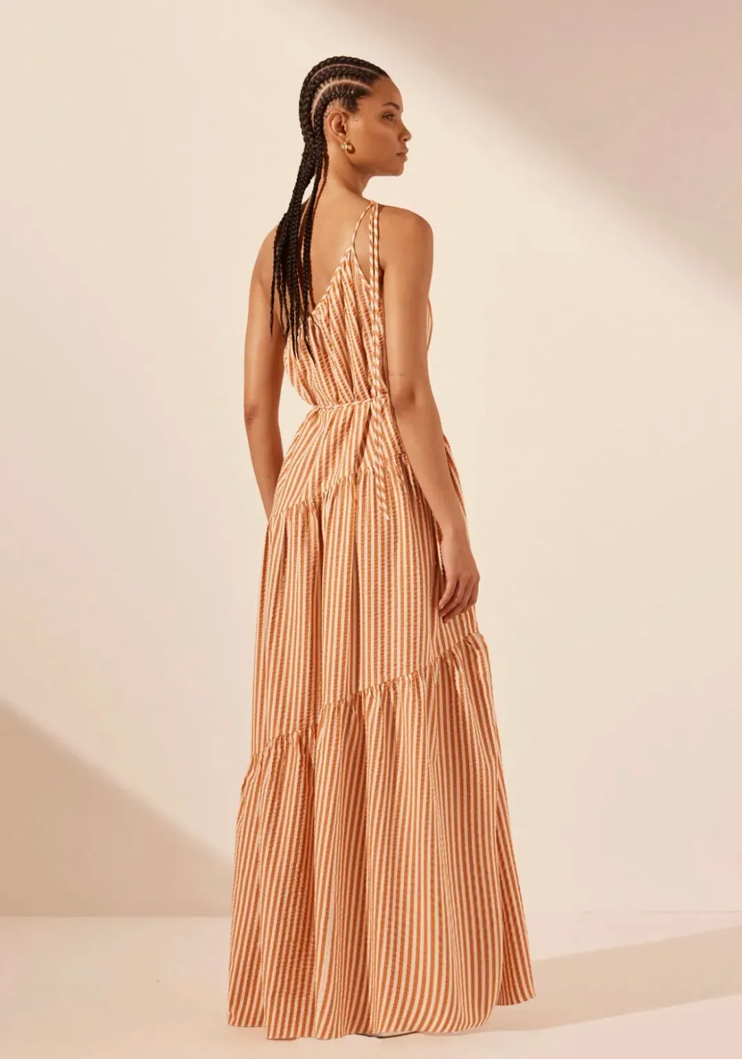 Shona Joy Hele One Shoulder Tiered Maxi Dress Coconut/Tangerine Size AU 6 for rent on The Volte - main image