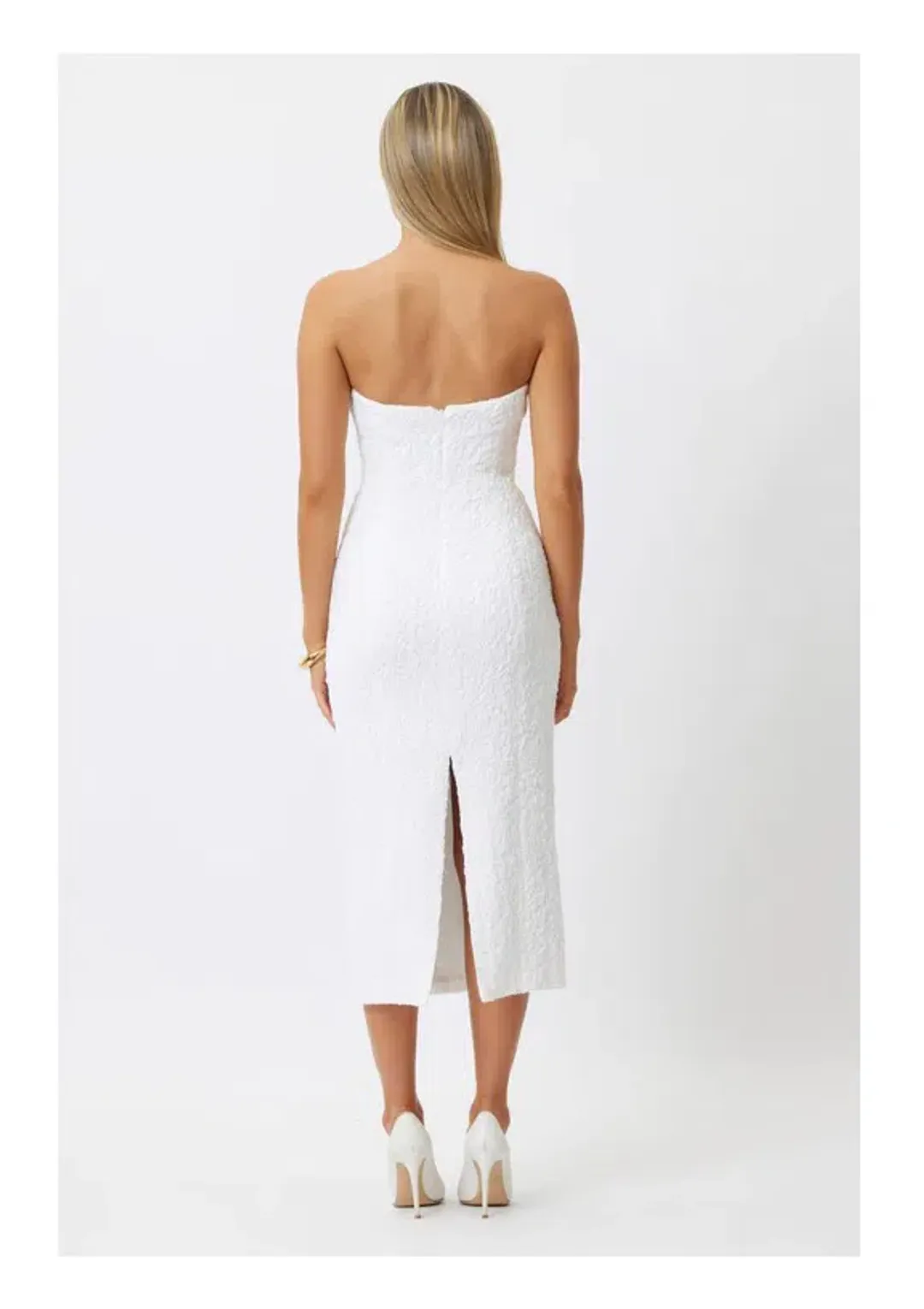 Bianca and Bridgett Dixon Strapless Midi Dress White Size 8 for rent on The Volte - main image