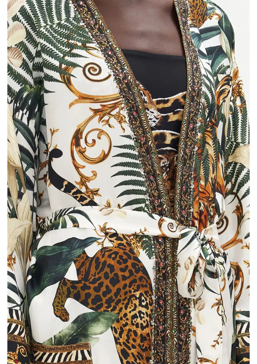 Camilla Tiger Trap Robe Midi Layer With Patch Pocket Print Size 12/M for rent on The Volte - main image