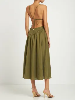 Zimmermann Laurel Asymmetric Midi Dress Olive Green Size 0 / AU 8 for rent on The Volte - image 3