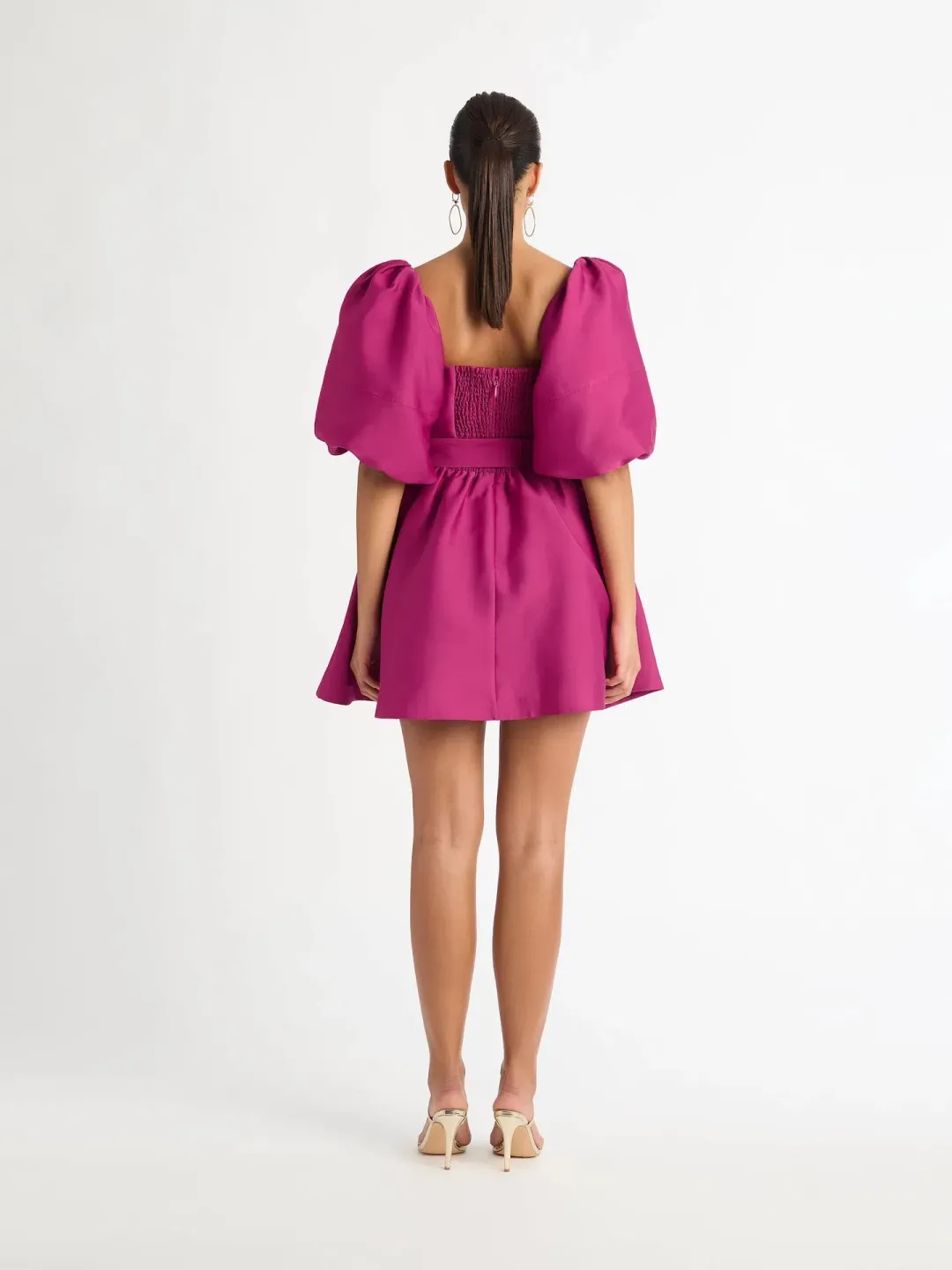 Sheike Sienna Puff Sleeve Mini Dress in Raspberry Pink Size 6 for rent on The Volte - main image