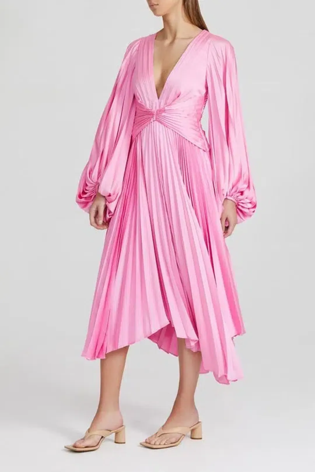 Acler Palms Pleat Dress Confetti Pink Size 8 for rent on The Volte - main image