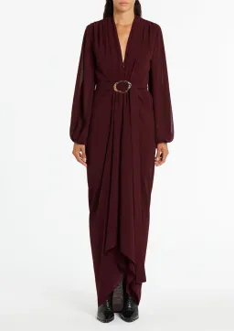 Carla Zampatti Georgette Waterfall Dress in Merlot Size 4  for rent on The Volte - image 1