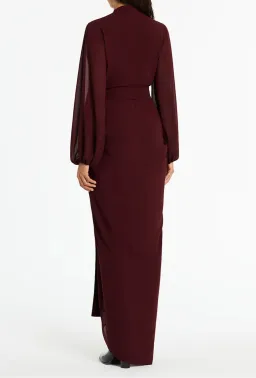 Carla Zampatti Georgette Waterfall Dress in Merlot Size 4  for rent on The Volte - image 2