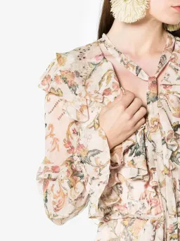 Zimmermann Painted Heart Cascade Playsuit Peach Tapestry Size 1 / AU 10 for rent on The Volte - image 2