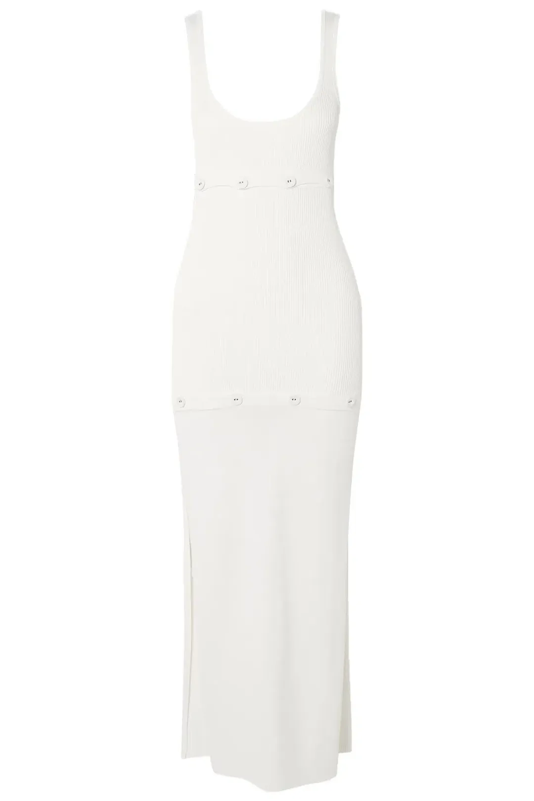 Christopher Esber Button-detail Ribbed Knit Dress White Size 10 for rent on The Volte - main image