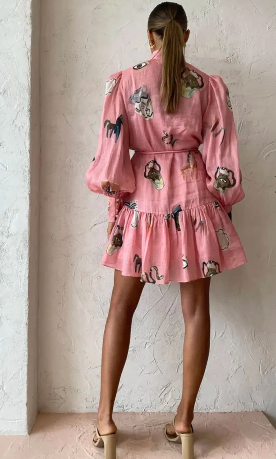 Alemais Cleo Smock Mini Dress Pink Size 14 for rent on The Volte - main image