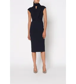 Scanlan Theodore The Crepe Knit Cravat Dress Navy Size XS/AU 6 for rent on The Volte - image 1