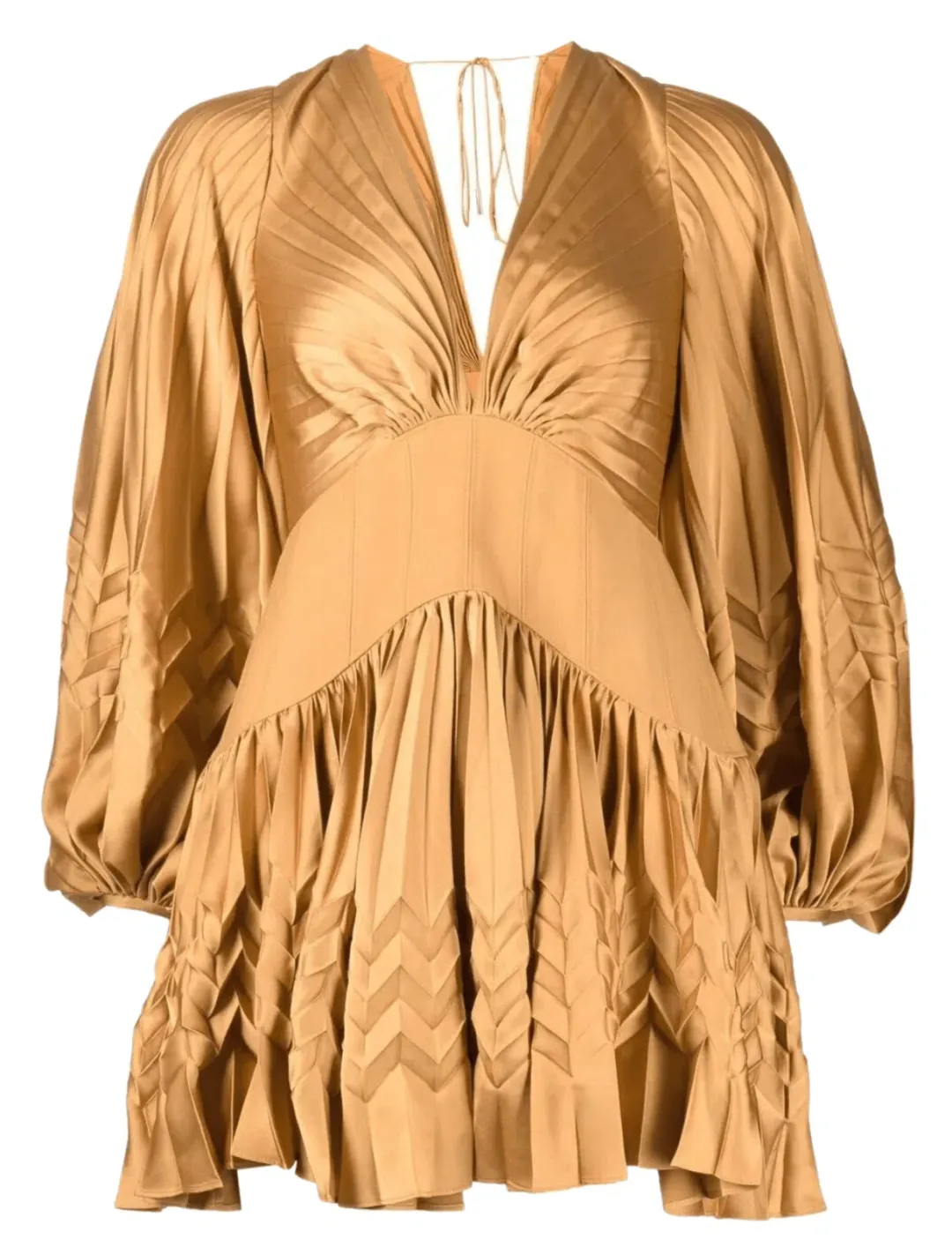 Acler Marion Flutter Sleeve Mini Dress in Caramel Size 8 for rent on The Volte - main image