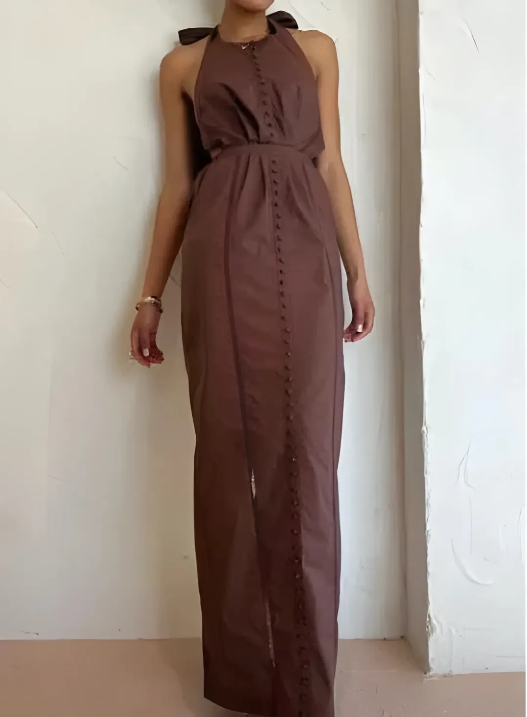 Joslin Elinor Coconut Dress Brown Size 12 for rent on The Volte - main image