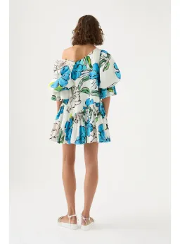 Aje Cy Off Shoulder Smock Mini Dress Cool Camelia Floral Print Size AU 8 for rent on The Volte - image 3
