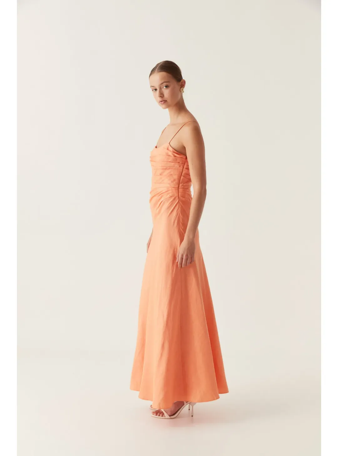 Aje Clarice Draped Maxi Dress in Sunset Orange Size AU 10 for rent on The Volte - main image