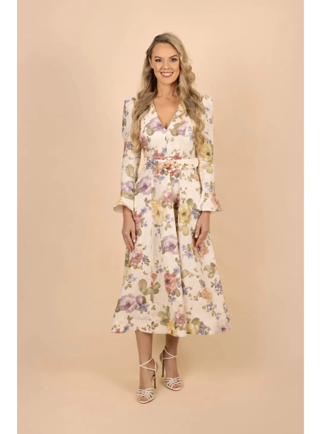 Zimmermann Luminosity Midi Dress Multi Floral Print Size 0P / AU 6 for rent on The Volte - main image