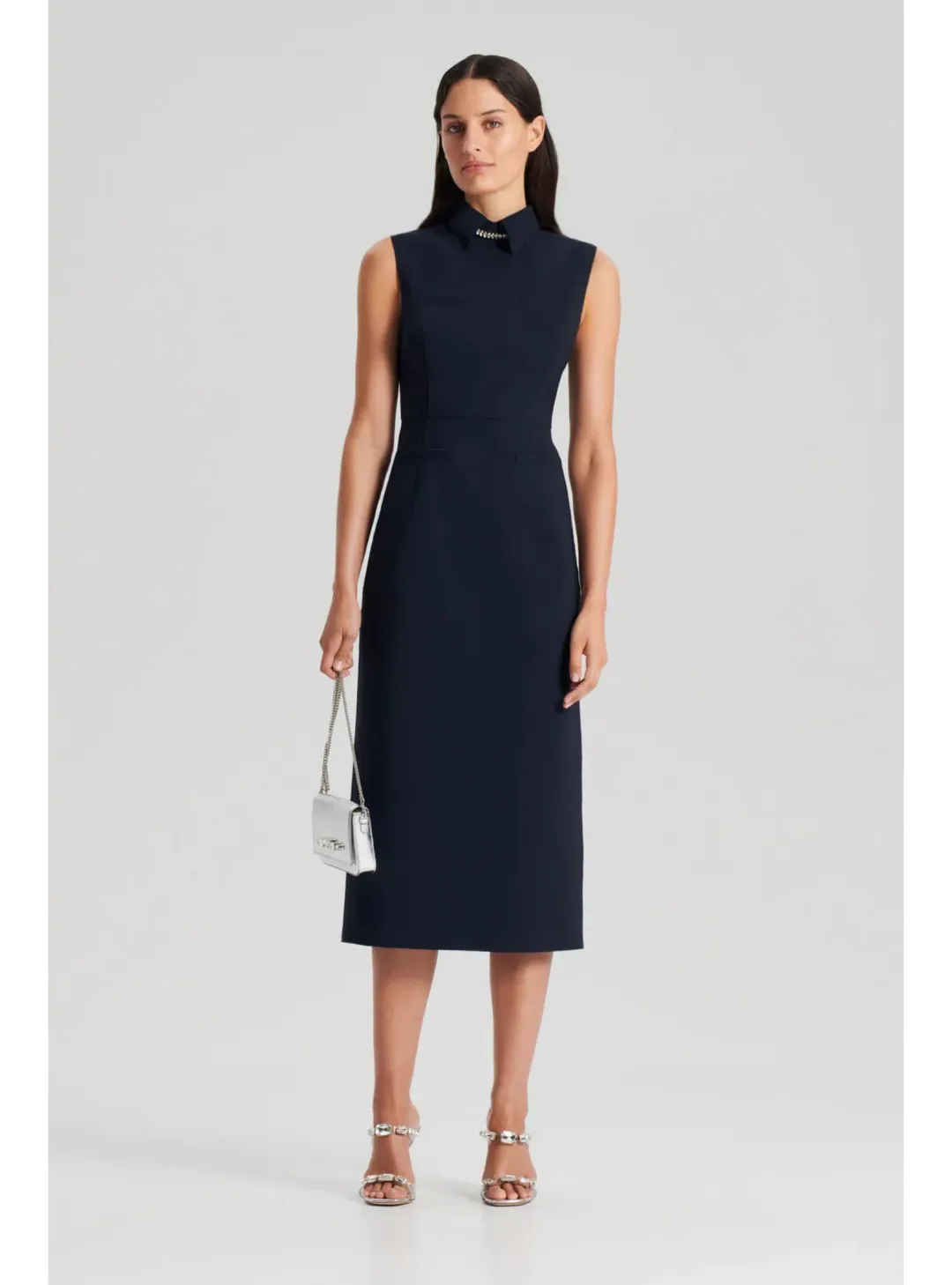 Scanlan Theodore Scuba Pencil Dress Navy Size AU 6 for rent on The Volte - main image