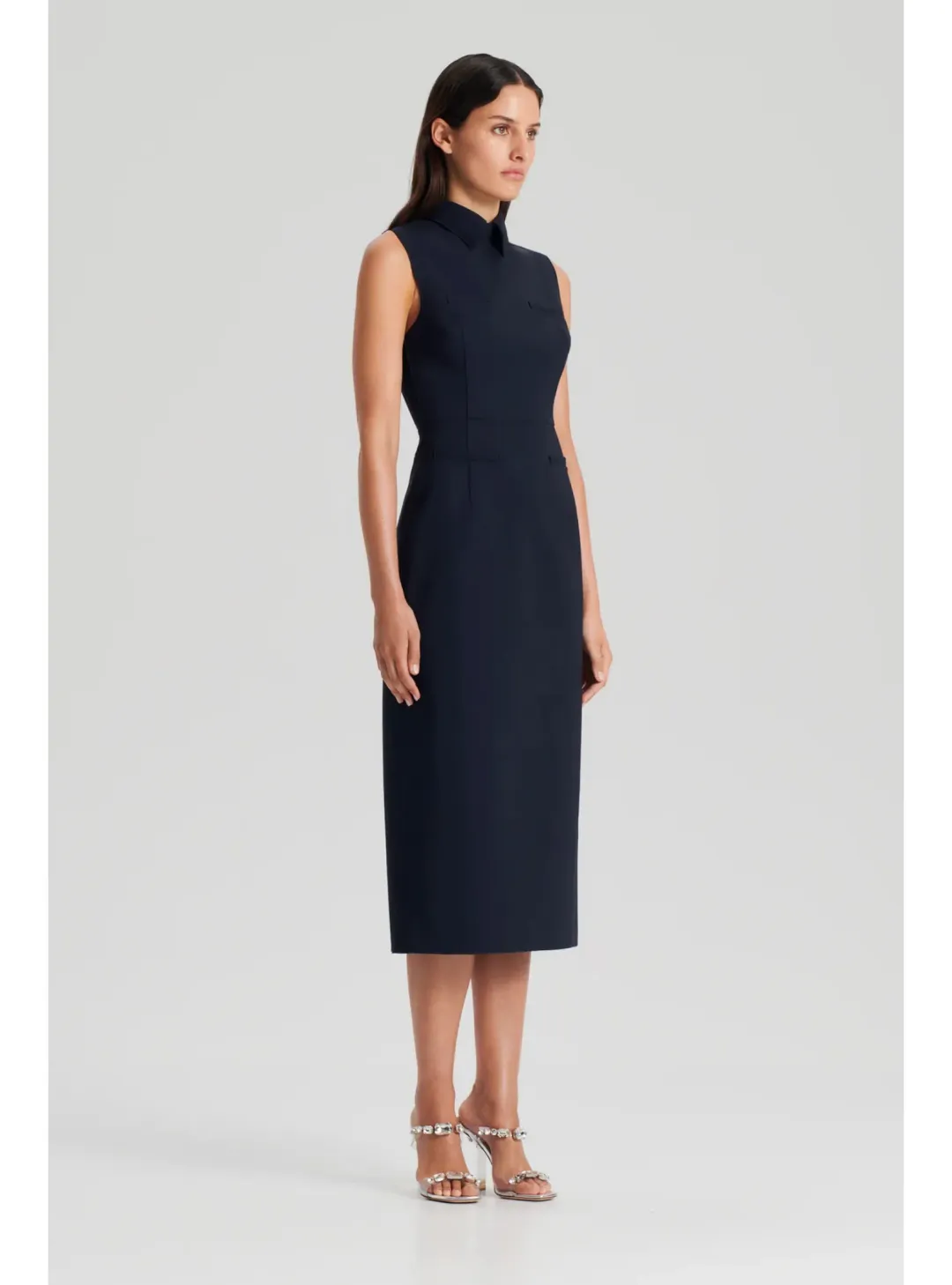 Scanlan Theodore Scuba Pencil Dress Navy Size AU 6 for rent on The Volte - main image