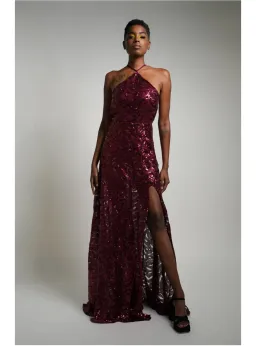 Alamour Almase Gown in Burgundy Size XS / AU 6 for rent on The Volte - image 1