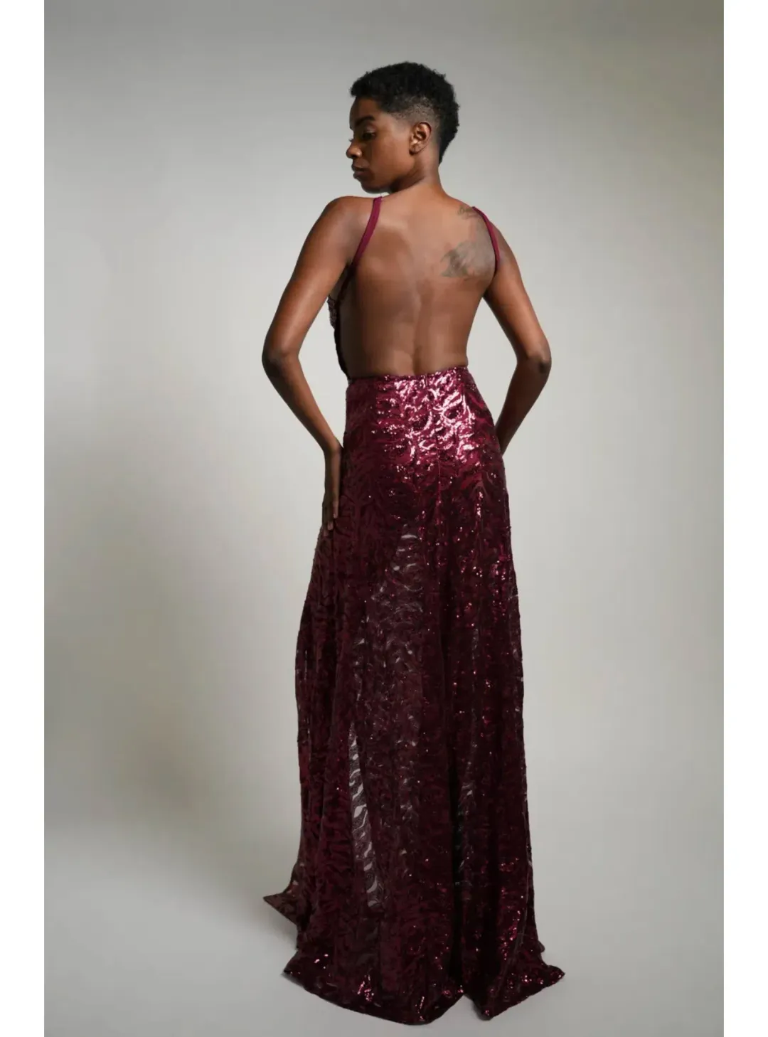 Alamour Almase Gown in Burgundy Size XS / AU 6 for rent on The Volte - main image