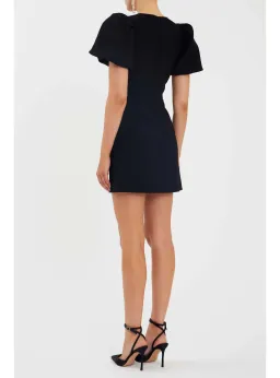 Rebecca Vallance Juliana Puff Sleeve Mini Dress in Black Size AU 8 for rent on The Volte - image 4