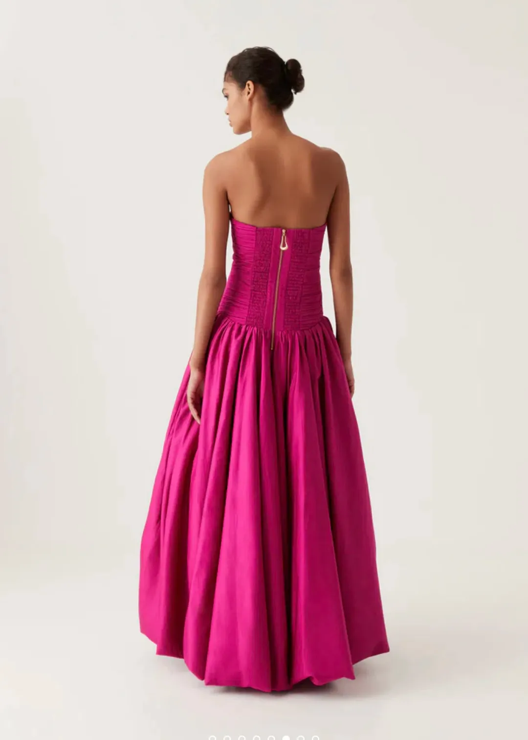Aje Violette Bubble Hem Maxi Dress Deep Magenta Size AU 6 for rent on The Volte - main image