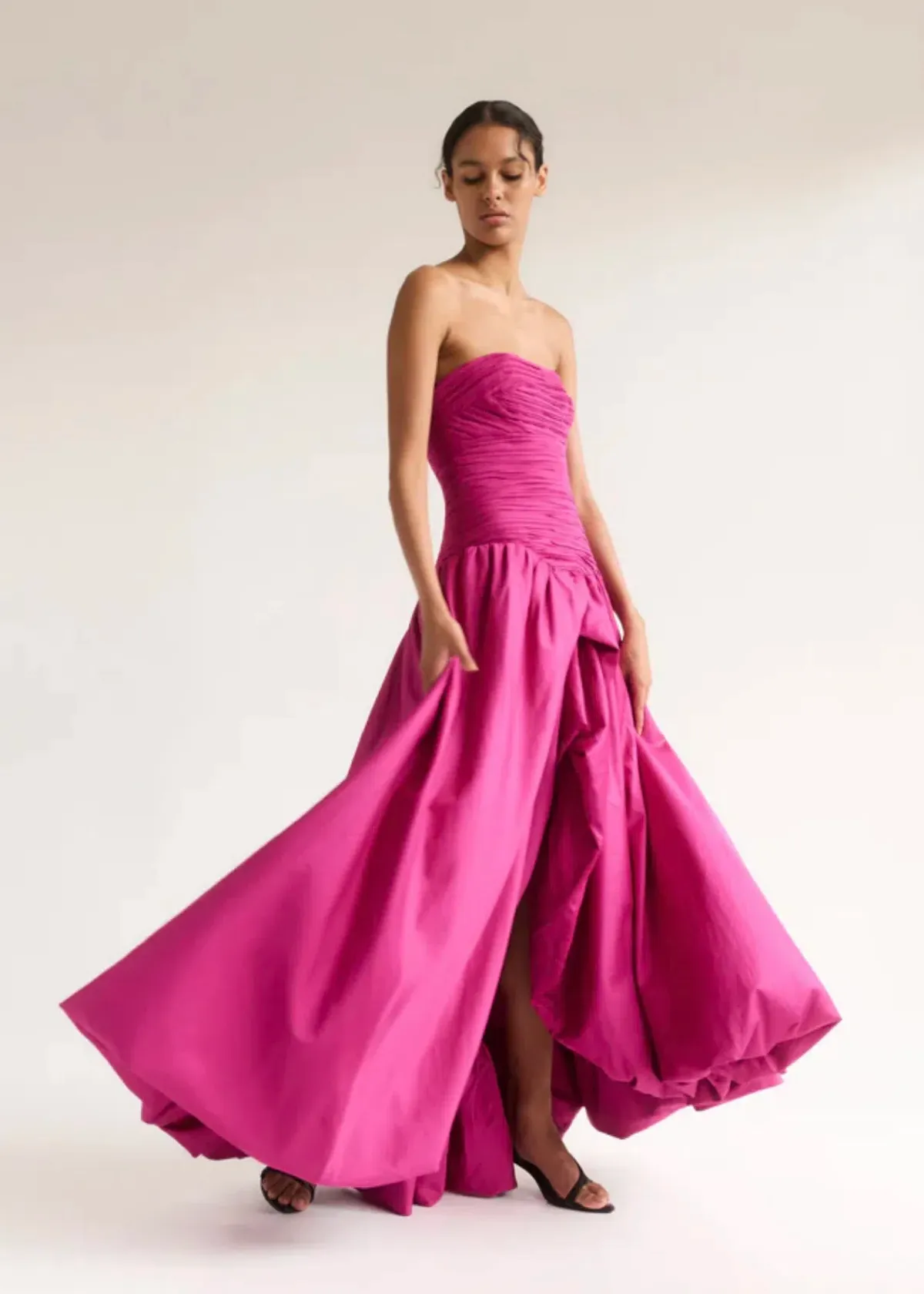 Aje Violette Bubble Hem Maxi Dress Deep Magenta Size AU 6 for rent on The Volte - main image