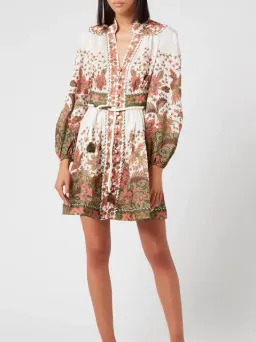 Zimmermann Empire Batik Mini Dress Khaki/Floral Size 3 / AU 14 for rent on The Volte - image 2