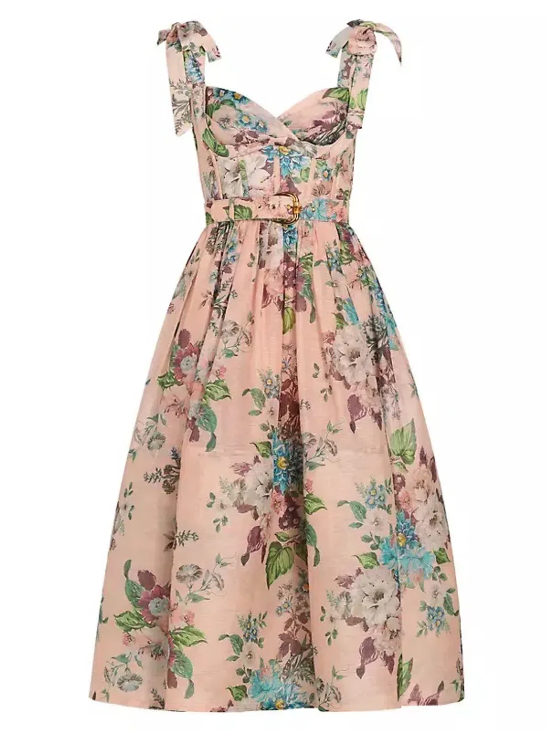 Zimmermann  Matchmaker Midi Dress Pink Barkcloth Floral Print  Size 2 / AU 12 for rent on The Volte - main image