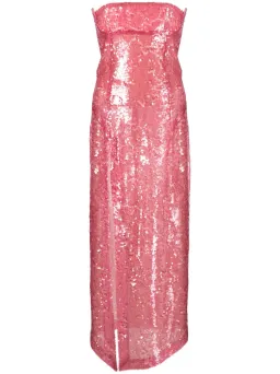 The Attico Bustier Midi Dress Pink Sequinned Size XL / AU 14 for rent on The Volte - image 4