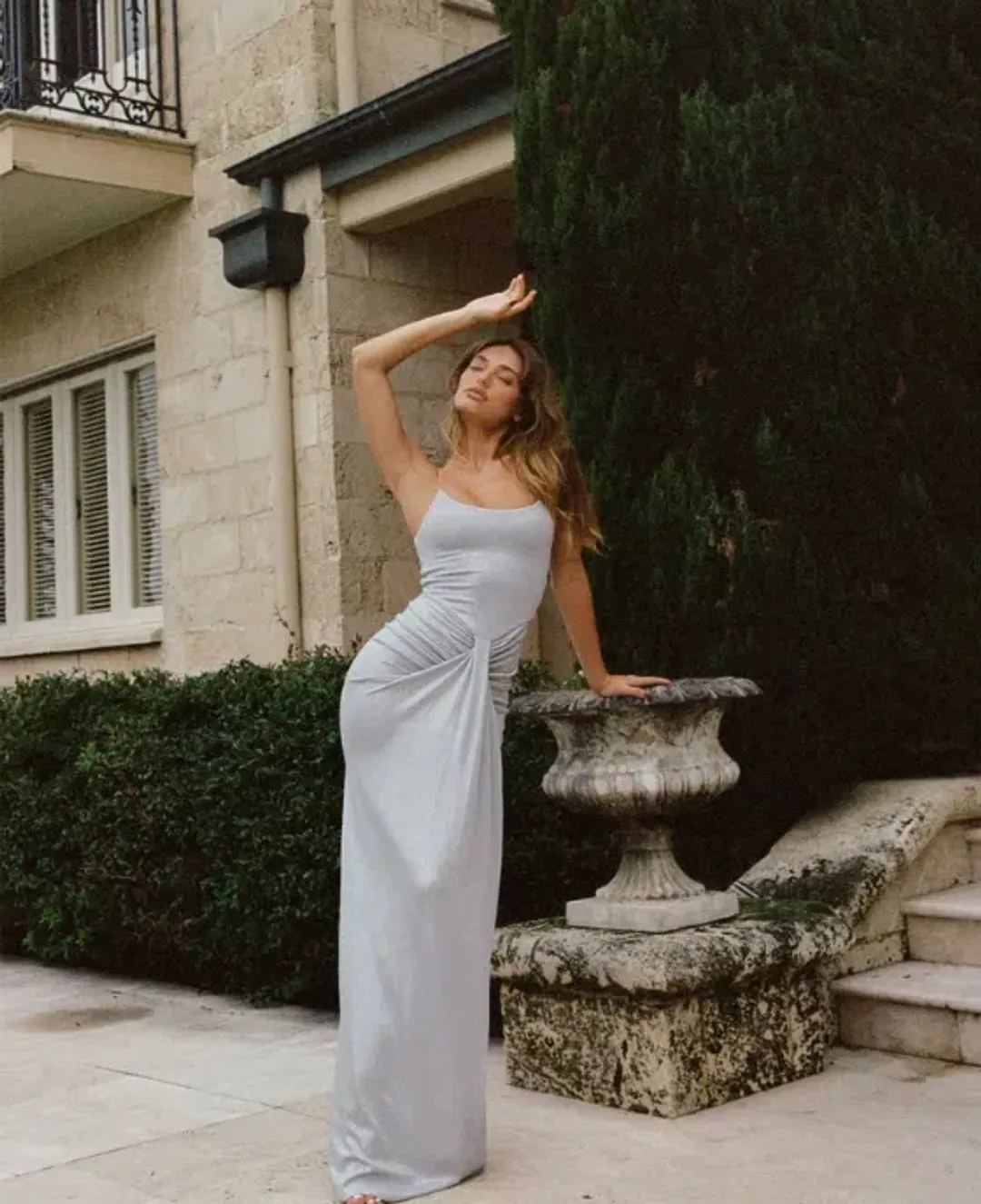 Natalie Rolt Allora Maxi Dress Silver Size 2 / AU 10 for rent on The Volte - main image