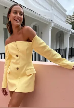 Sir the Label Sandrine Tailored Mini Dress Limone Size 1 / AU 8 for rent on The Volte - image 4