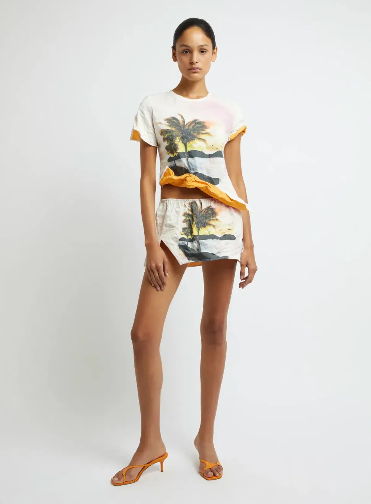 Christopher Esber Lost Souvenir Crushed Tee Size 8 & Mini Skirt Size 10 Print  for rent on The Volte - main image