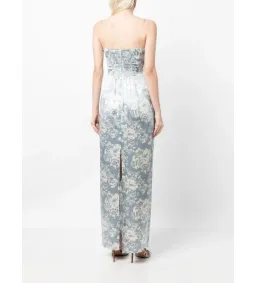 Reformation Frankie Silk Dress Blue Floral Size XS / AU 6 for rent on The Volte - image 2