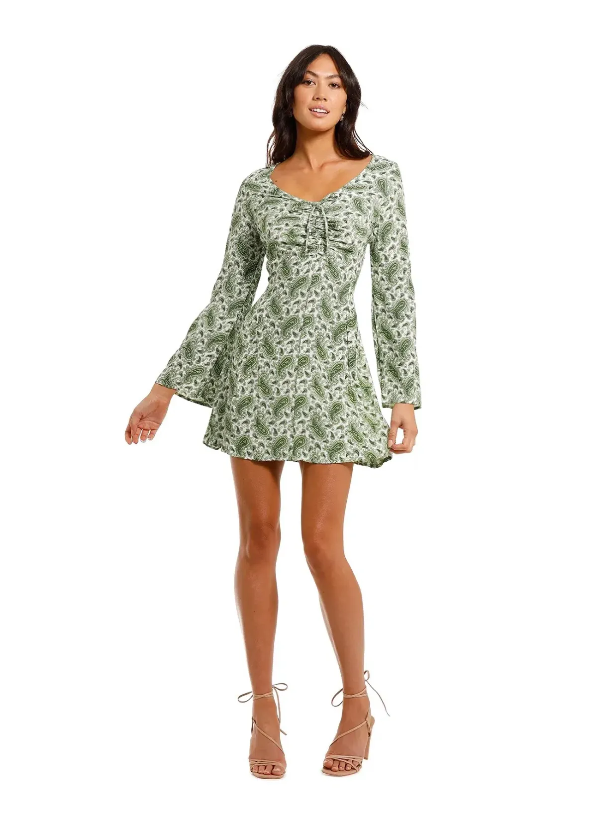 Faithfull the Brand Thomasina Dress Green Print Size 8  for rent on The Volte - main image