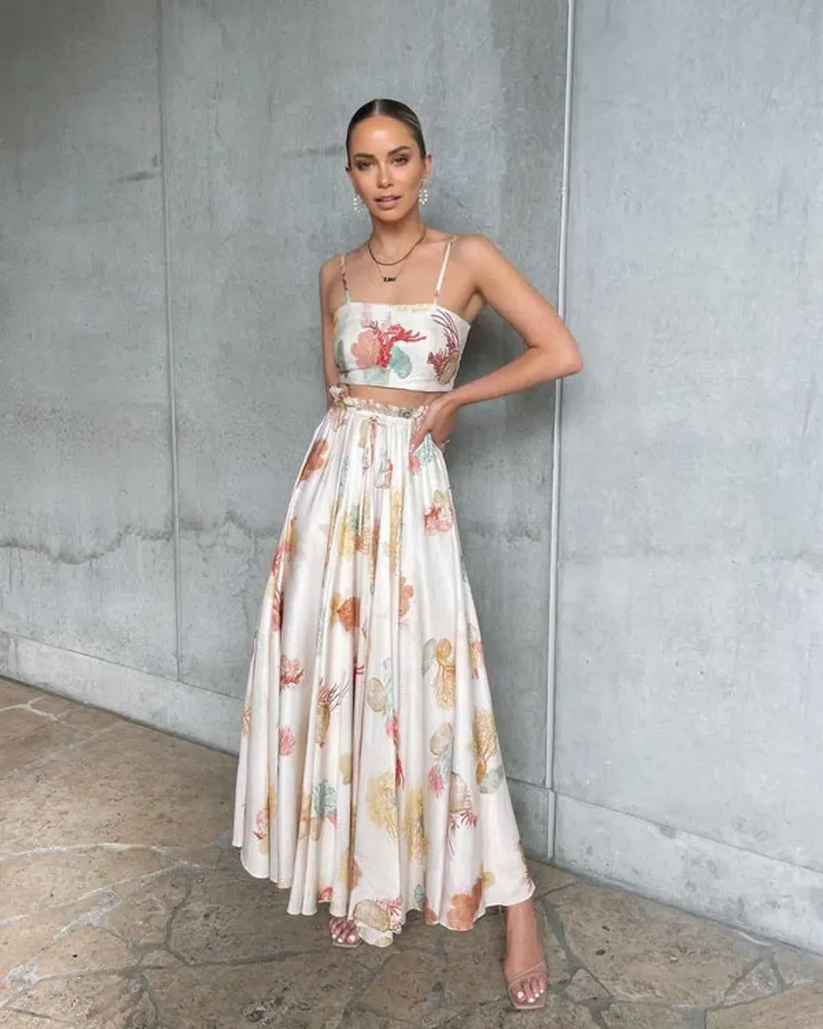 ROOH Collective ‘La Mer’ Summer Crop and Summer Maxi Skirt Print Size M/ AU 10 for rent on The Volte - main image