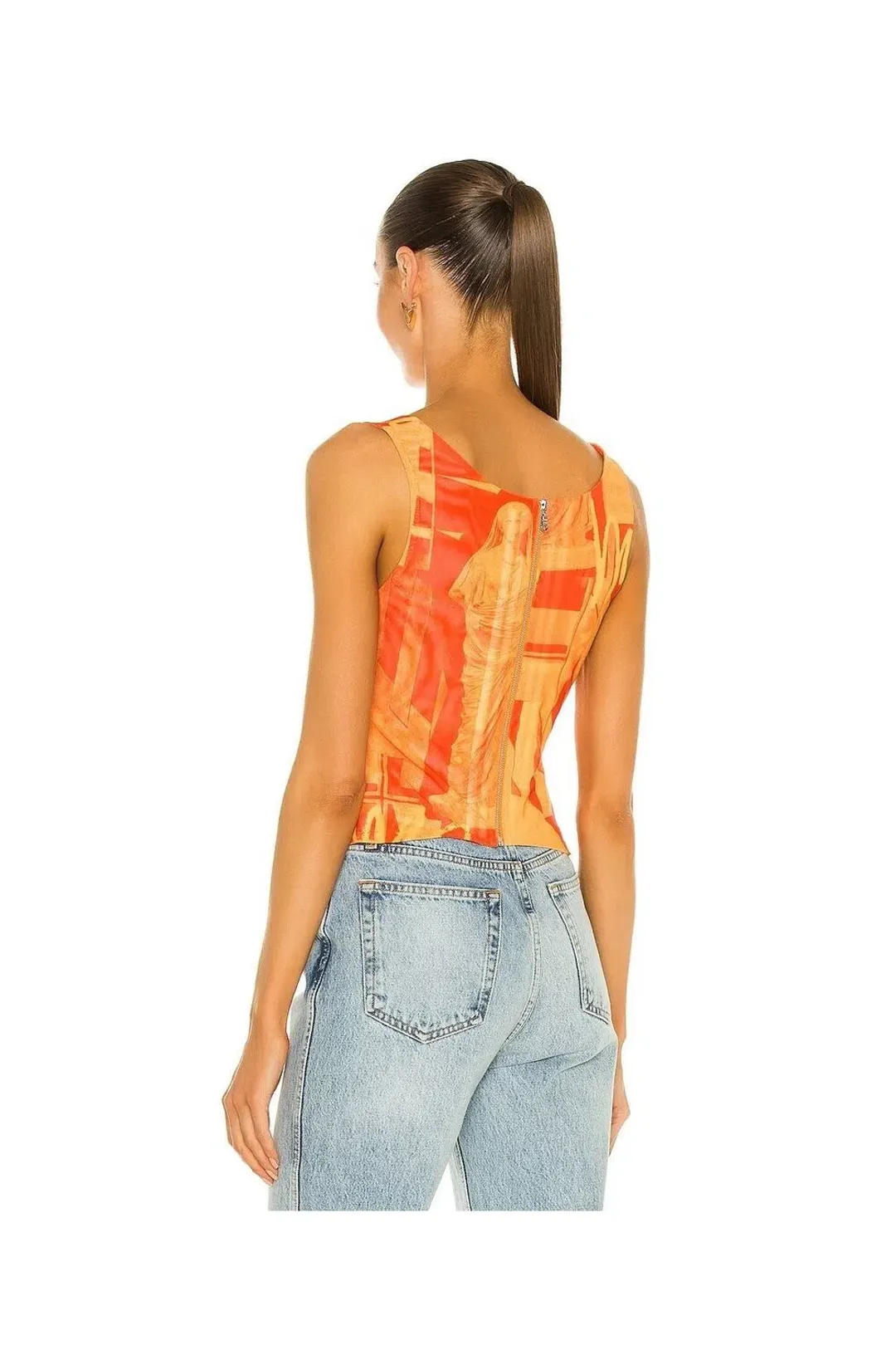 Miaou Imogen Corset Stone Orange Print Size S/ AU 10 for rent on The Volte - main image