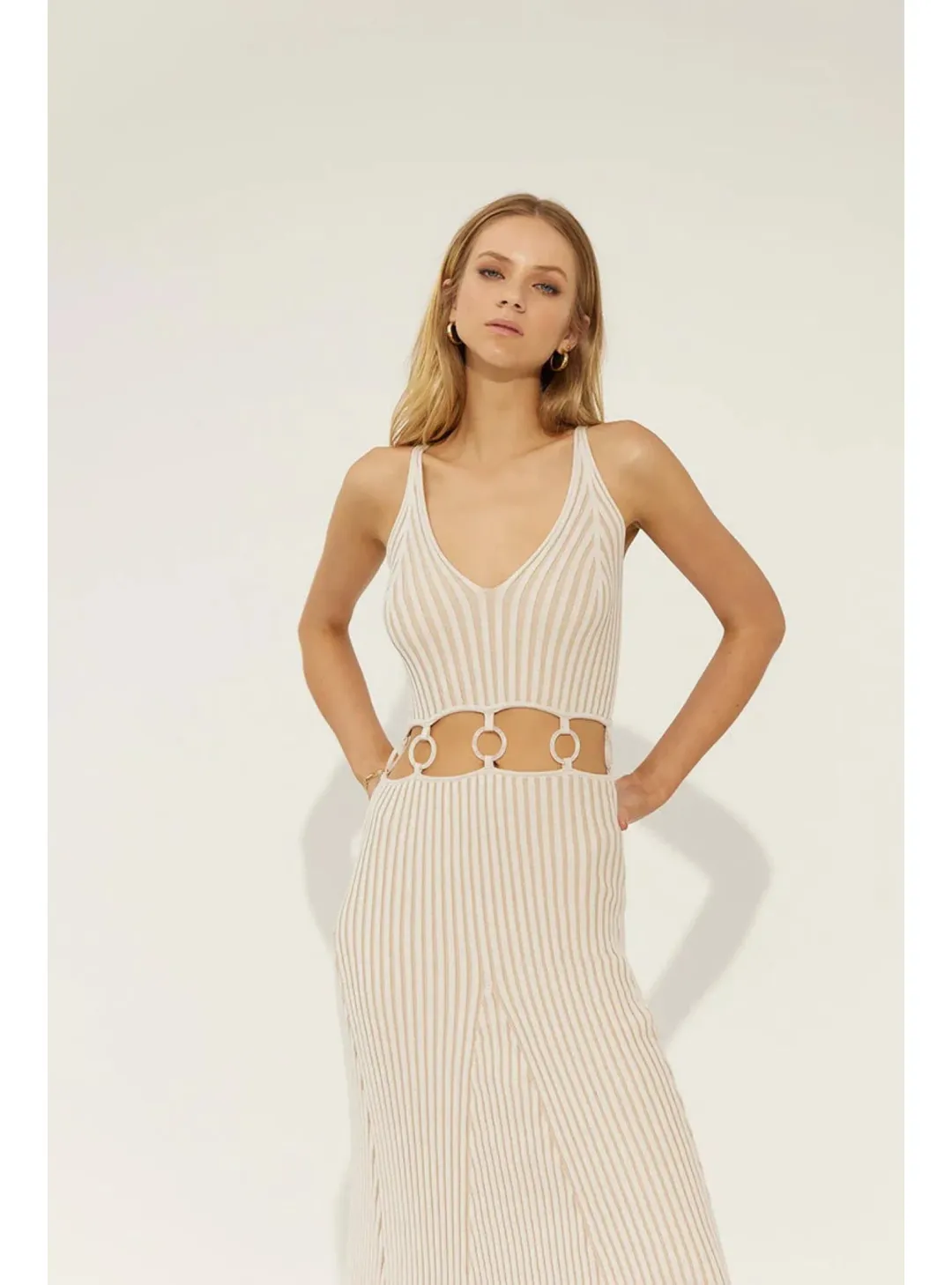 Sovere Emerge Knit Midi Dress in Cream Size XS / AU 6 for rent on The Volte - main image