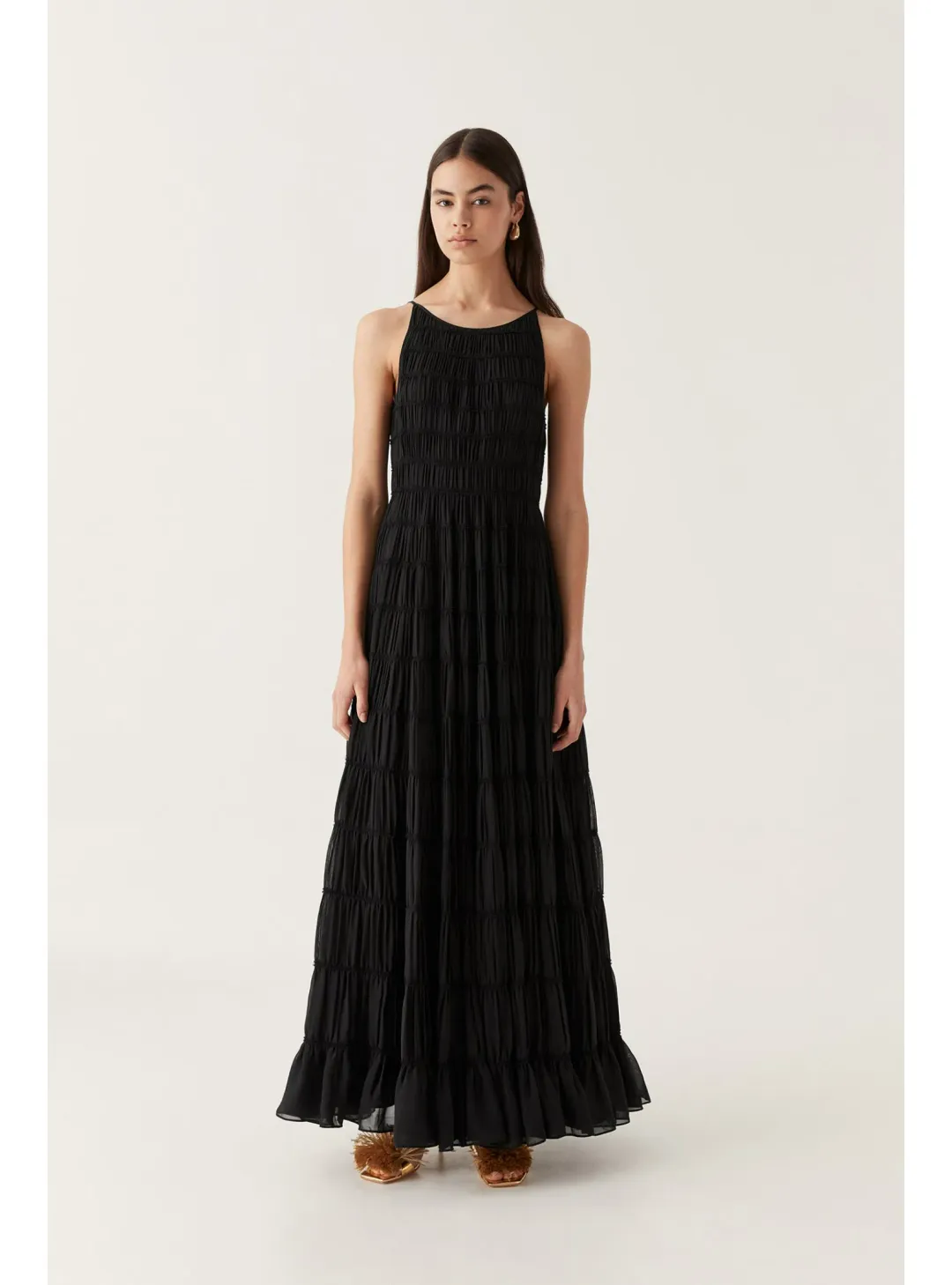 Aje Rosewood Ruched Maxi Dress in Black Size AU 12 for rent on The Volte - main image