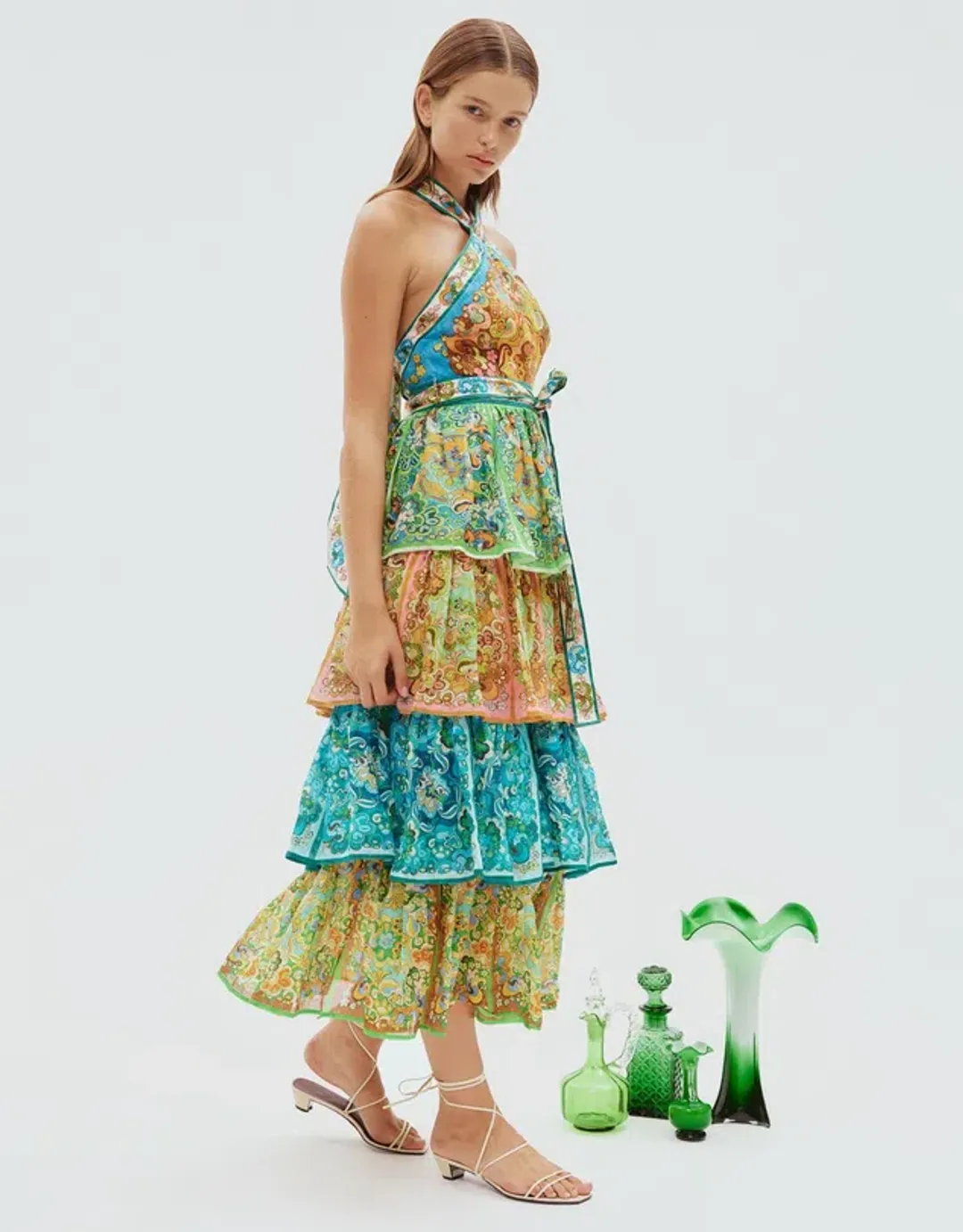 Alemais Dreamer Halter Tier Dress Multi Size 10 for rent on The Volte - main image