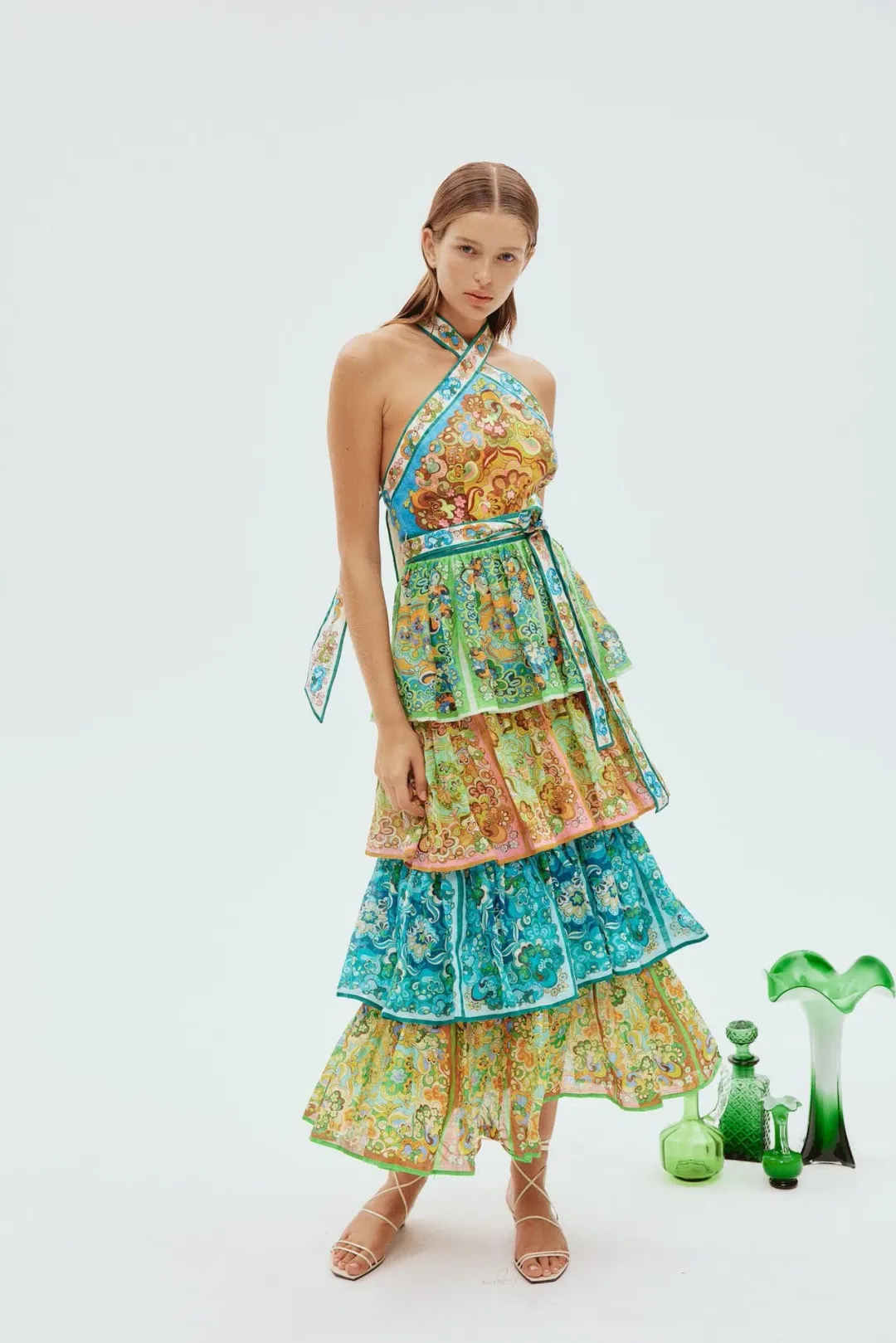 Alemais Dreamer Halter Tier Dress Multi Size 10 for rent on The Volte - main image