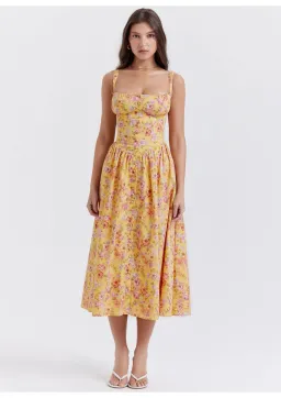 House of CB Tatiana Midi Dress Butter Floral Size S / AU 8 for rent on The Volte - image 1