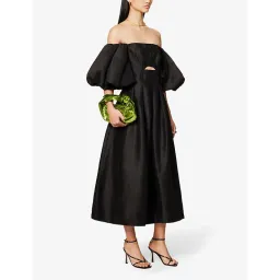 Aje Eugenie Off Shoulder Midi Dress Black Size 10 for rent on The Volte - image 2
