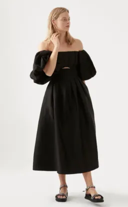 Aje Eugenie Off Shoulder Midi Dress Black Size 10 for rent on The Volte - image 3