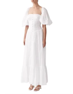 Joslin Anastacia Off Shoulder Strapless Cotton Maxi Dress White Size 8 for rent on The Volte - image 1
