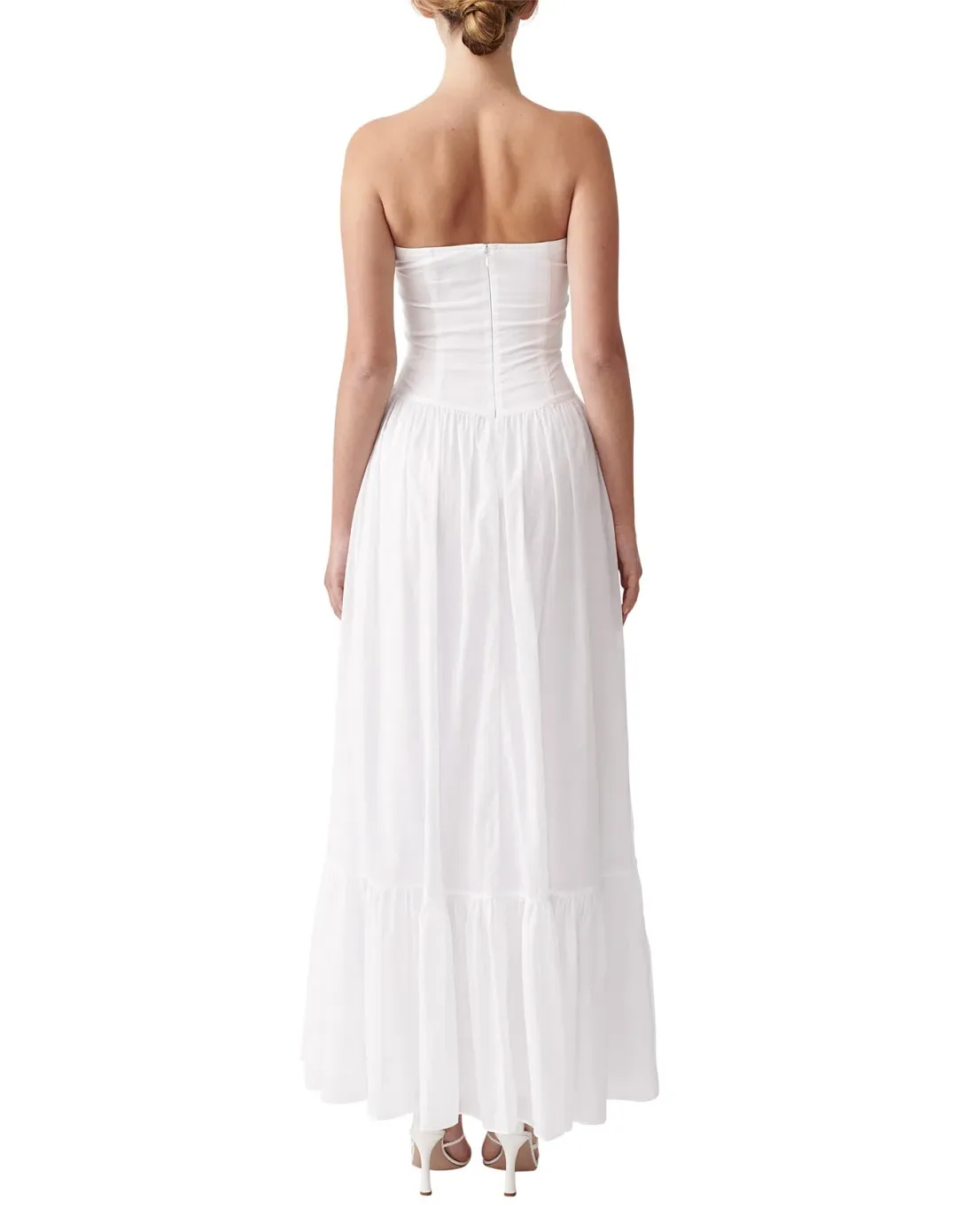 Joslin Anastacia Off Shoulder Strapless Cotton Maxi Dress White Size 8 for rent on The Volte - main image