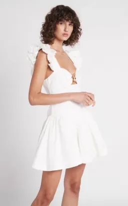 Aje Simone Frill Sleeve Mini Dress Ivory Size XS / AU 6 for rent on The Volte - image 2