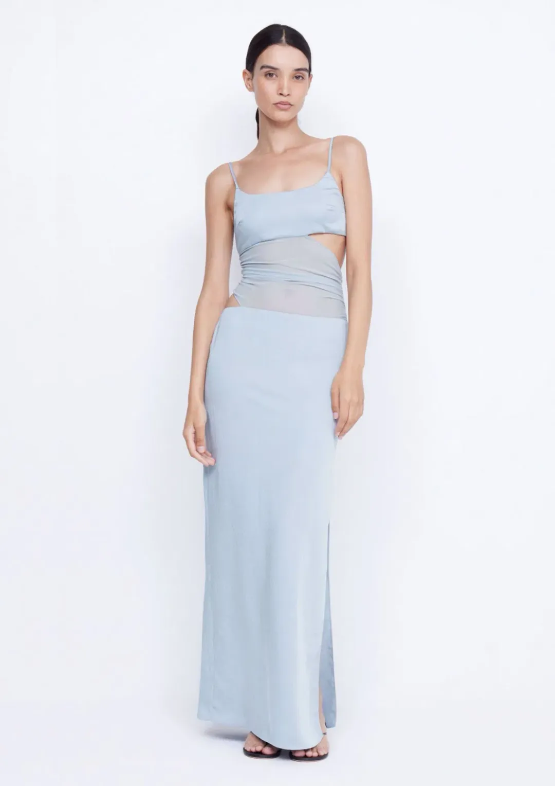 Bec & Bridge Mari Lou Asym Maxi Dress Dove Blue Size AU 6 for rent on The Volte - main image