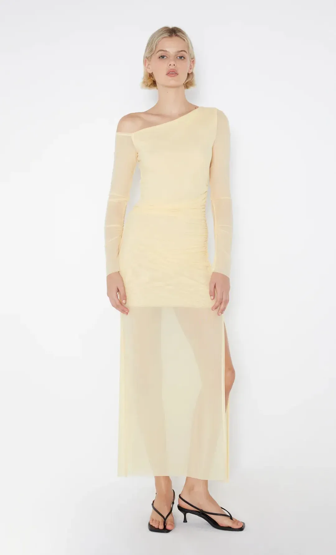Bec & Bridge Fae Asym Long Sleeve Dress Butter Yellow Size 10 for rent on The Volte - main image