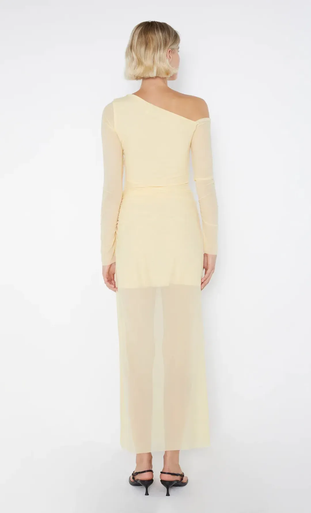 Bec & Bridge Fae Asym Long Sleeve Dress Butter Yellow Size 10 for rent on The Volte - main image