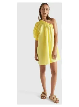 Seed Heritage Linen One Shoulder Mini Dress Yellow Drop Size AU 12 for rent on The Volte - image 1
