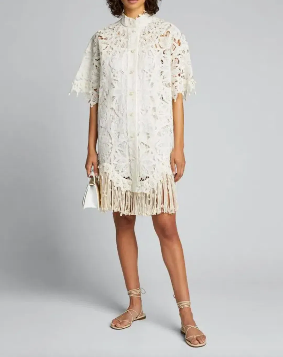 Zimmermann Wavelength Shirt Dress Ivory Size 0 / AU 8  for rent on The Volte - main image