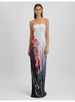 Halston Spencer Sequin Strapless Maxi Dress in Multi Size AU 8 for rent on The Volte - image 1